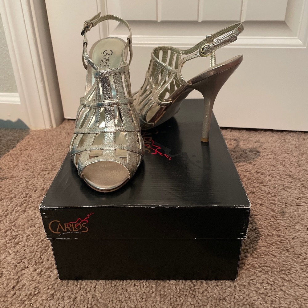 Strappy gold high heel